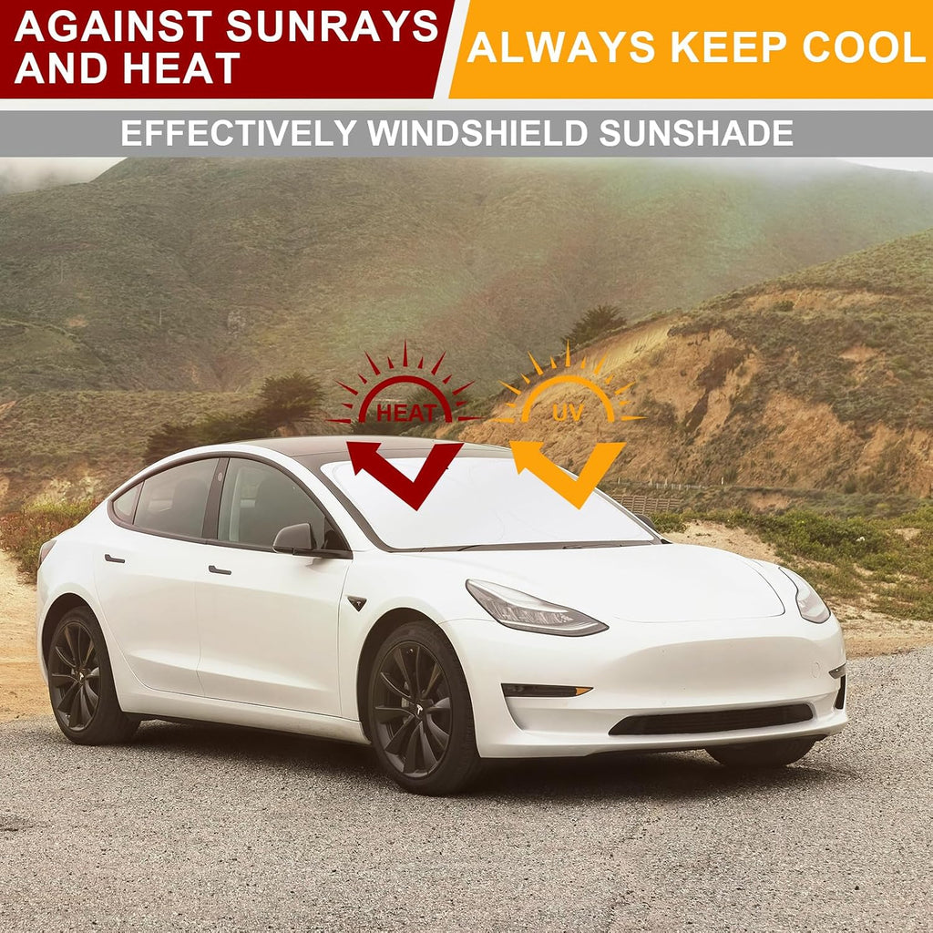 Car Windshield Sunshade for Tesla Model 3 & Y UV Protection, Fits 2016-2026