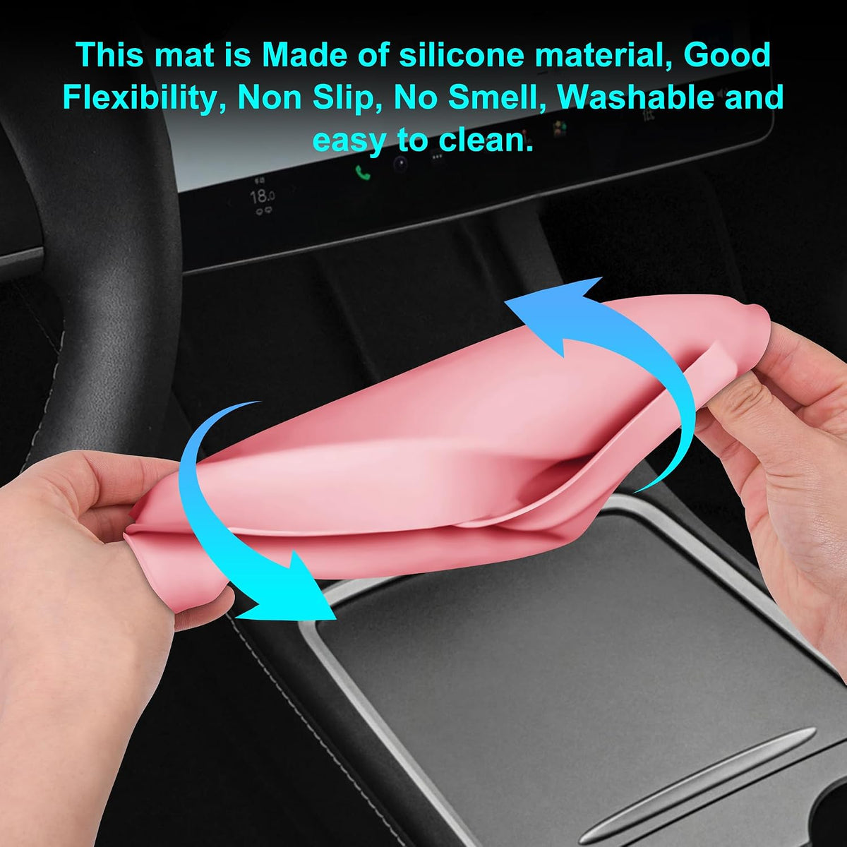 Center Center Wireless Charger Silicone Cover Designed for Tesla Model 3 2021-2023/Model Y 2021-2024,Anti-Slip Silicone Mat for Model 3/Y Center Console Light Pink