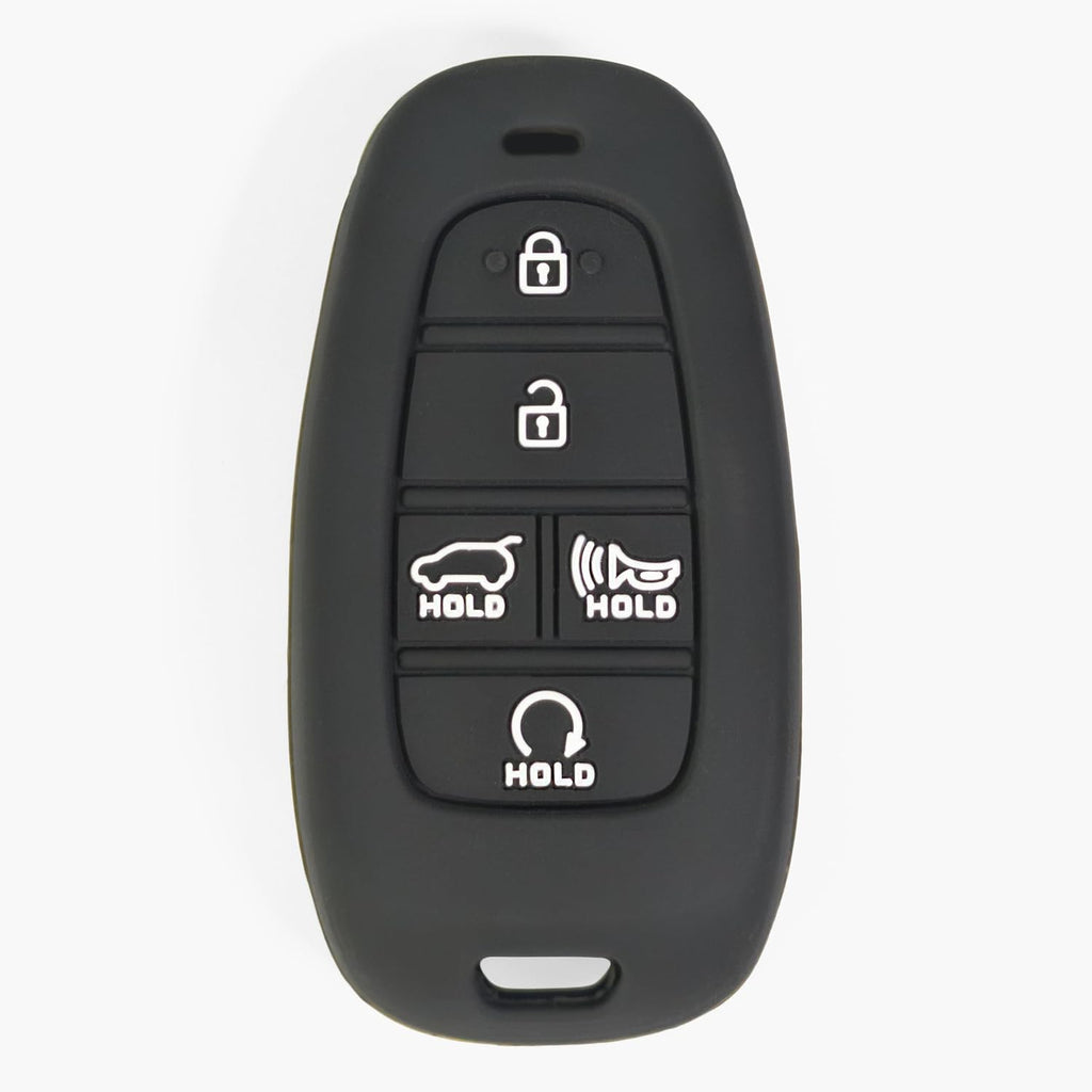 Silicone Key Fob Covers Compatible with Hyundai 2021-2024 Tucson, Santa Fe, Palisade, Sonata, IONIQ 5, Santa Cruz, Nexo – Car Key Shell Rubber Protector 5-B, Slate Black