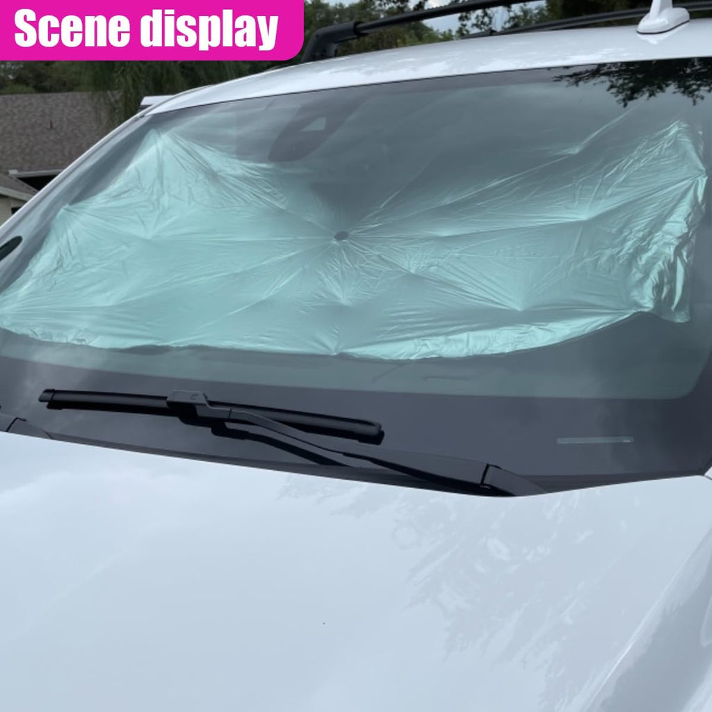 Car Windshield Sun Shade Umbrella, 51''X 30'' Front Window Sun Shade Protect for Automotive Interior, UV Rays Block & Keep Cool, Heat Insulation Protection Car Umbrella for SUV, Sedan (Large)