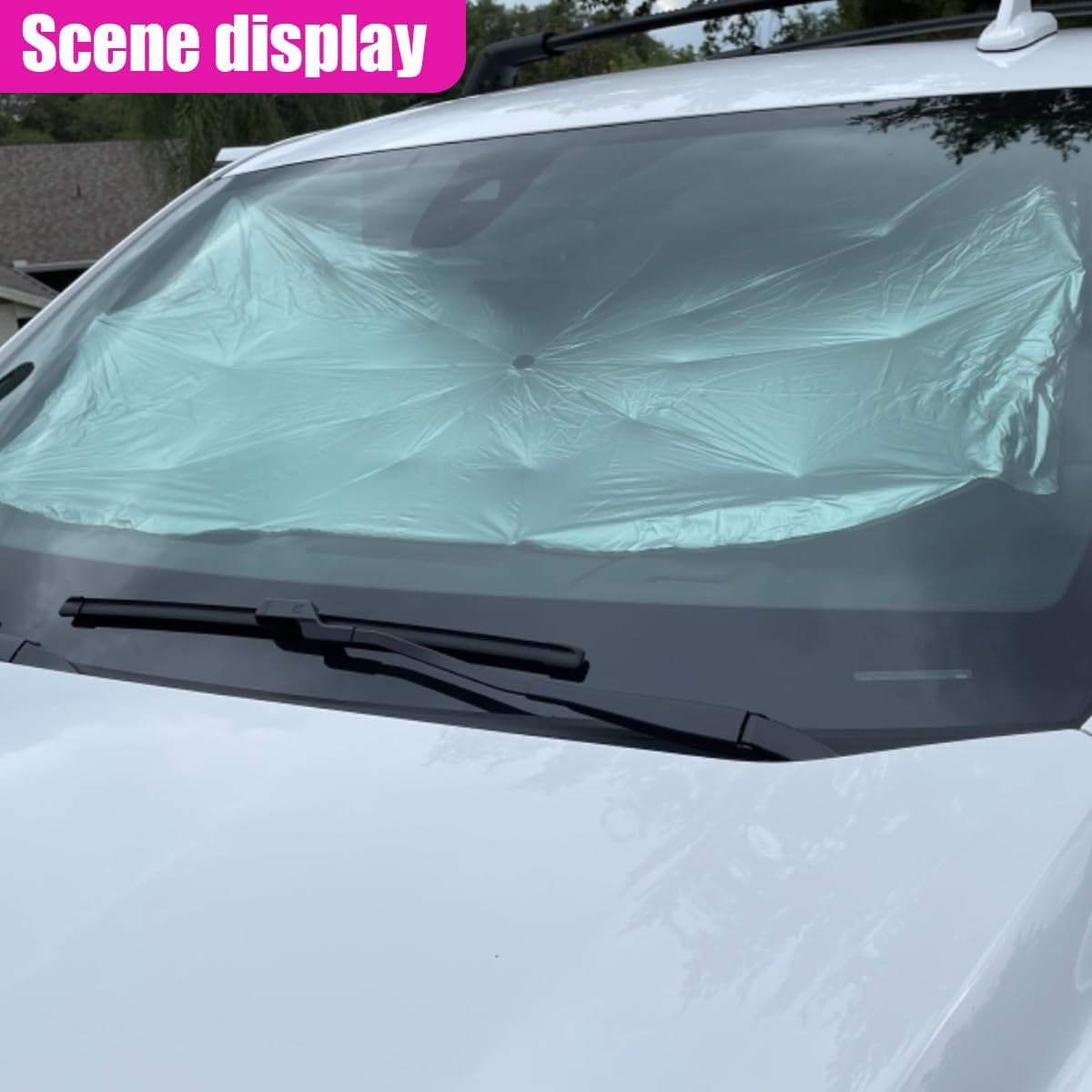 Car Windshield Sun Shade Umbrella, 51''X 30'' Front Window Sun Shade Protect for Automotive Interior, UV Rays Block & Keep Cool, Heat Insulation Protection Car Umbrella for SUV, Sedan (Large)