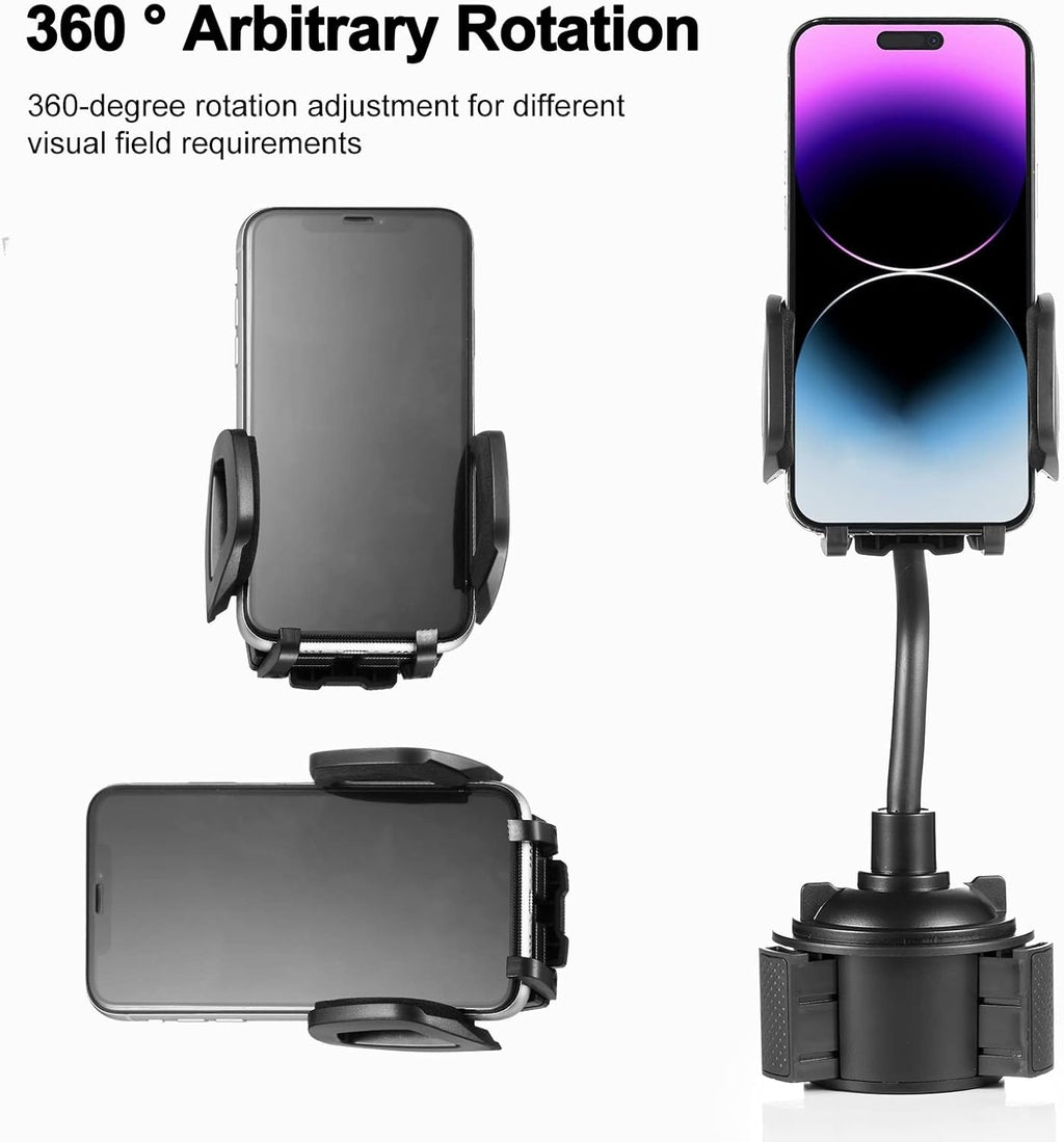 Car Cup Holder Mount with 360° Rotation Adjustable Gooseneck,Car Phone Holder Mount for All Smartphones Cup Holder Cell Phone Automobile Cradles