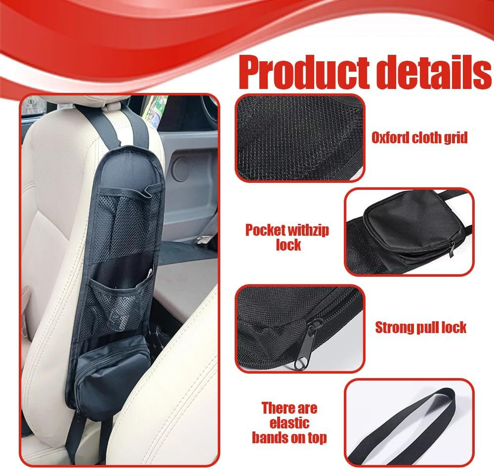 Car Seat Storage Hanging Bag, Multi-Pocket Seat Side Organizer
