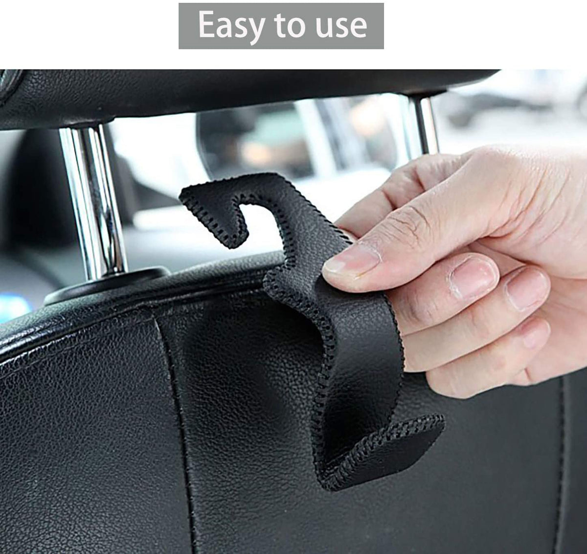 Leather Headrest Hooks for Purses and Bags, 2 Pack