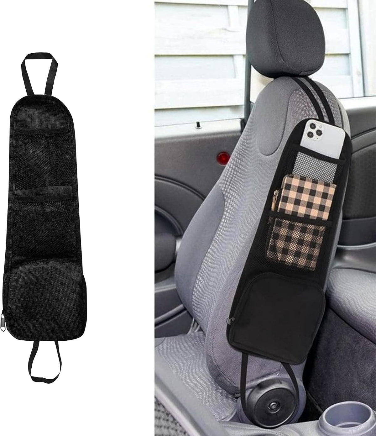 Car Seat Storage Hanging Bag, Multi-Pocket Seat Side Organizer