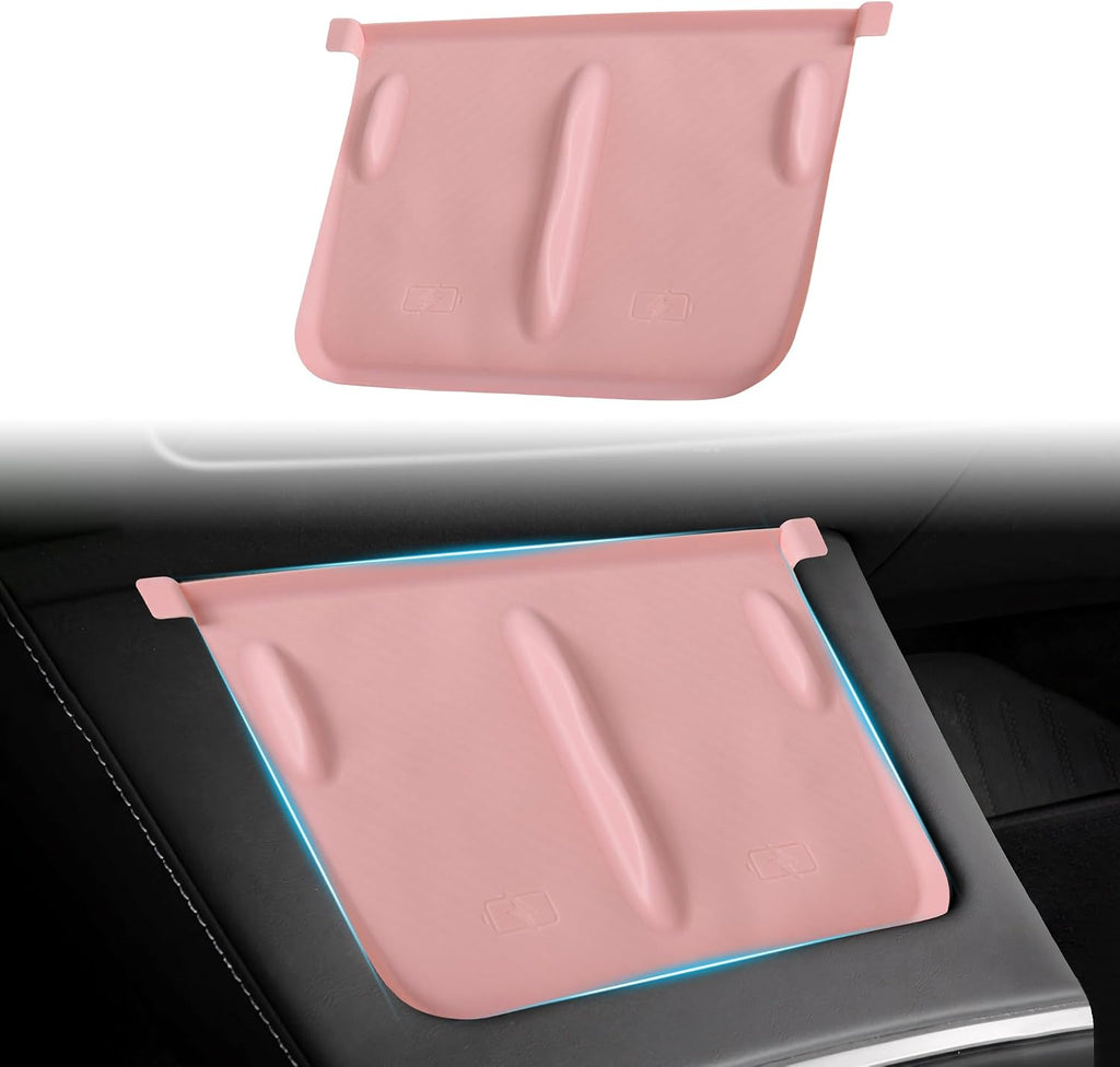 Center Center Wireless Charger Silicone Cover Designed for Tesla Model 3 2021-2023/Model Y 2021-2024,Anti-Slip Silicone Mat for Model 3/Y Center Console Light Pink