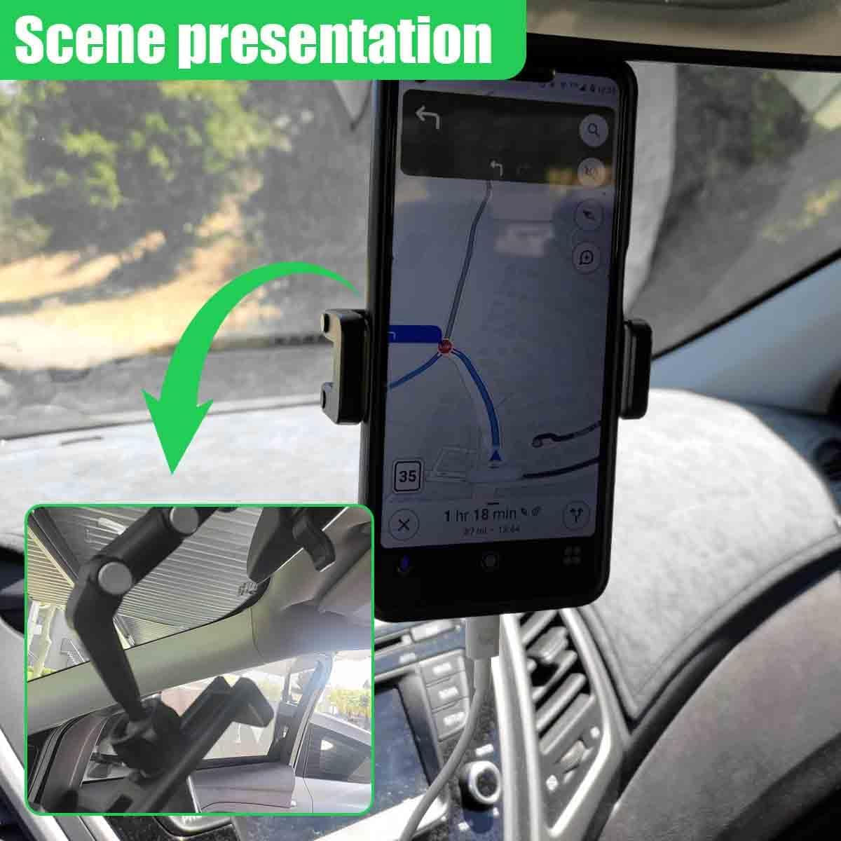 360° Rotating Car Rear View Mirror Phone Holder (Gray)