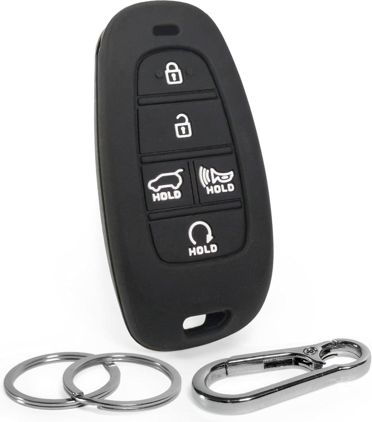 Silicone Key Fob Covers Compatible with Hyundai 2021-2024 Tucson, Santa Fe, Palisade, Sonata, IONIQ 5, Santa Cruz, Nexo – Car Key Shell Rubber Protector 5-B, Slate Black