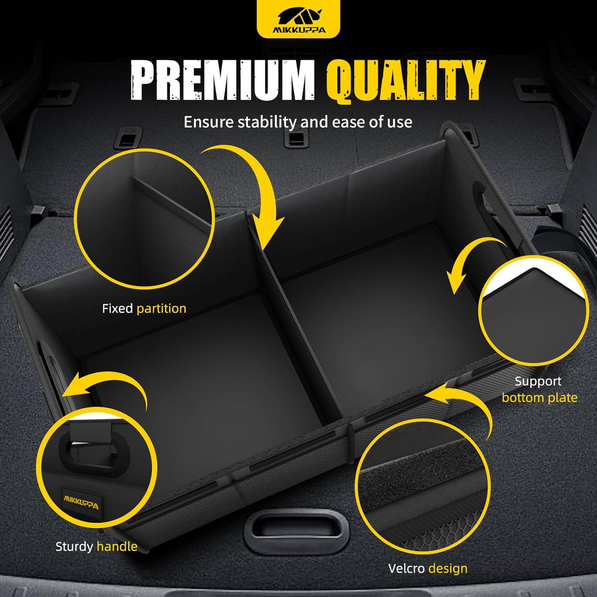 Car Trunk Organizer - 70L Foldable Car Storage for Grocery, Black