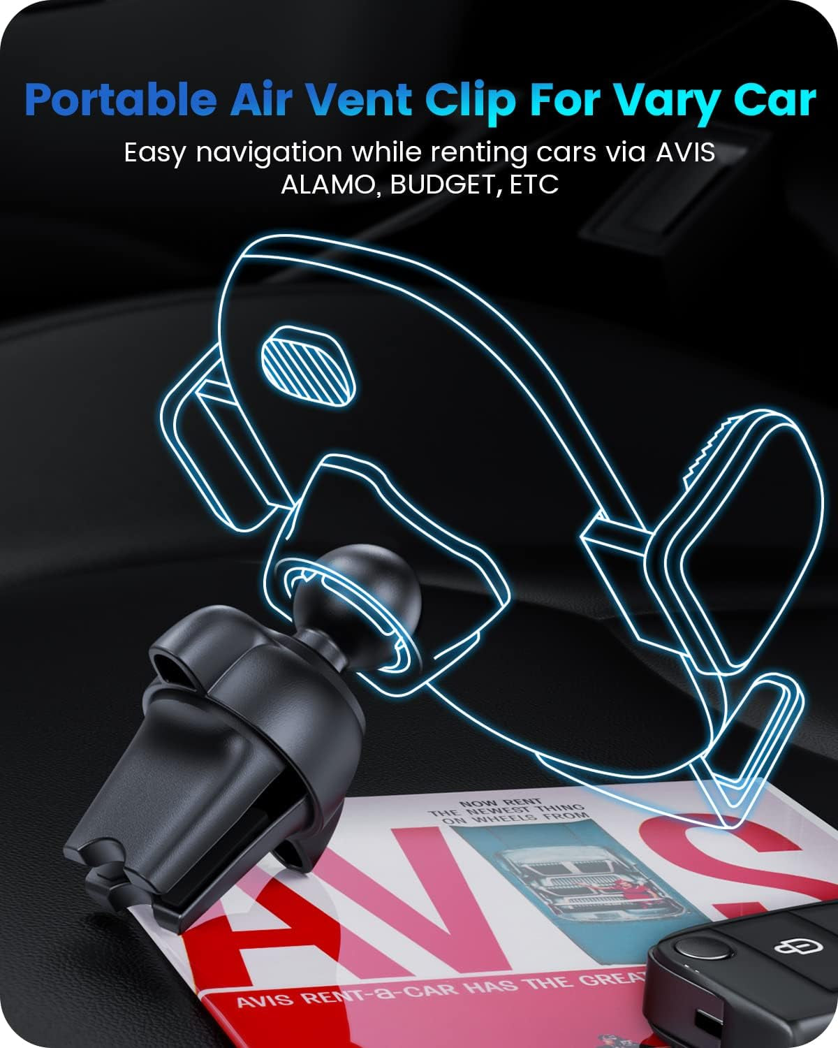 3-in-1 Car Phone Mount for Dashboard, Windshield & Air Vent