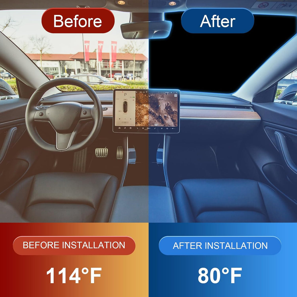 Car Windshield Sunshade for Tesla Model 3 & Y UV Protection, Fits 2016-2026