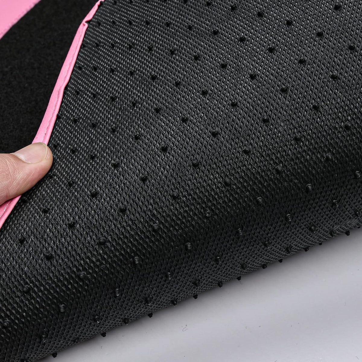 Pink Edge Faux Leather Car Floor Mats Universal Car Carpet Mats with Double Stitch Line Anti-Slip Backing Design, for Cute Girly Women, Fit 95% Automotive,Suvs,Sedan,Vans (Black and Pink)