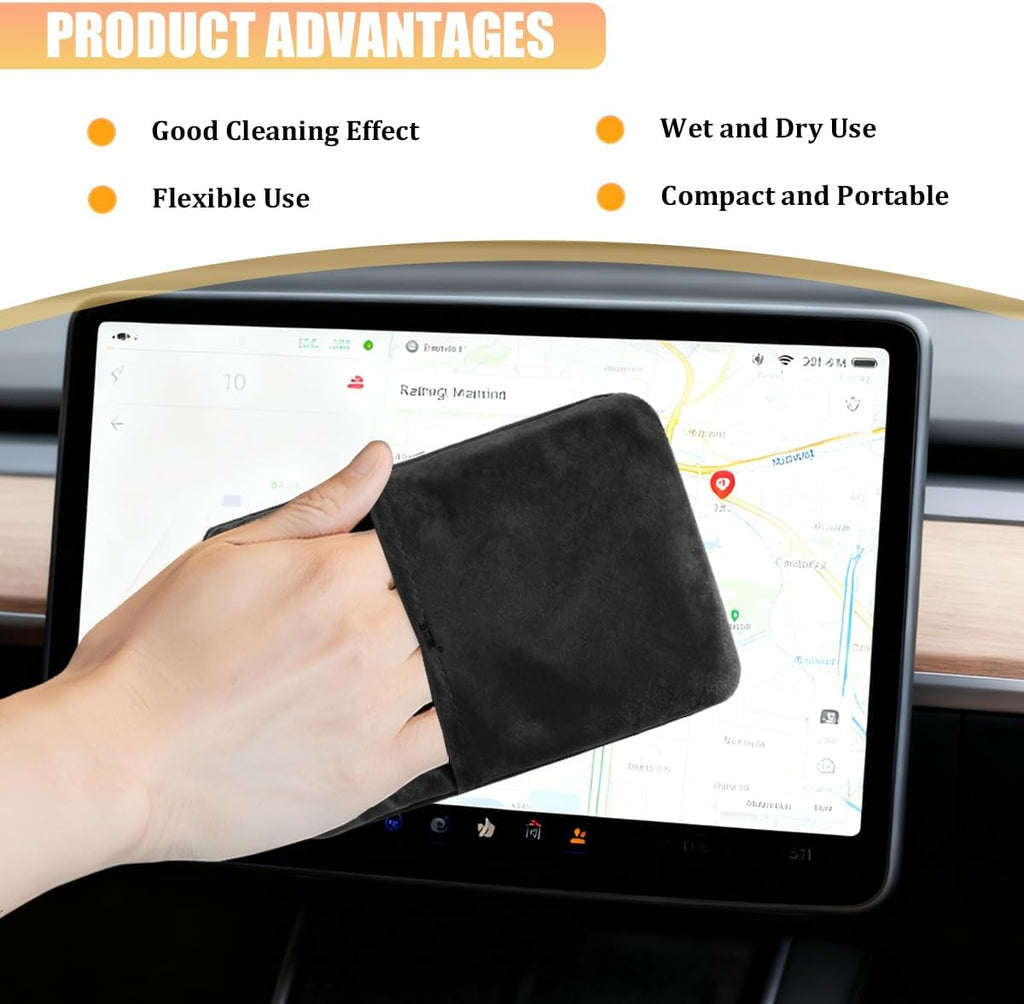 Car Screen Cleaner, Microfiber Cloth Vehicle Touchscreen Cleaning Wipes, Foldable Automotive Interior Screen Cleaner Cloth for Dashboard Display, Universal Fit (Gray)