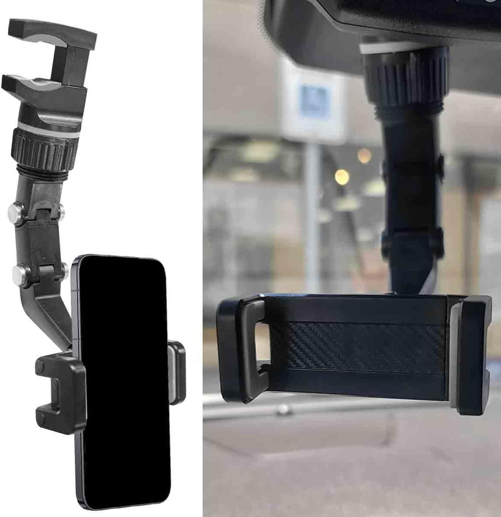 360° Rotating Car Rear View Mirror Phone Holder (Gray)