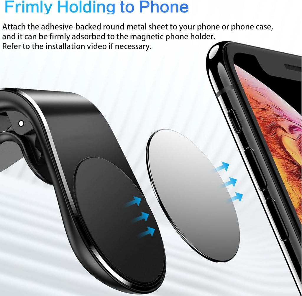 2Pcs Black Universal Phone Holder Car Air Vent Magnetic Mount