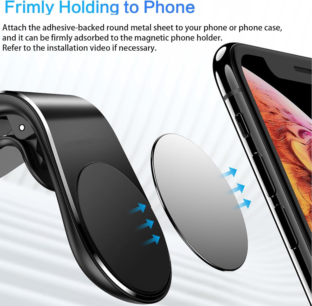 2Pcs Black Universal Phone Holder Car Air Vent Magnetic Mount