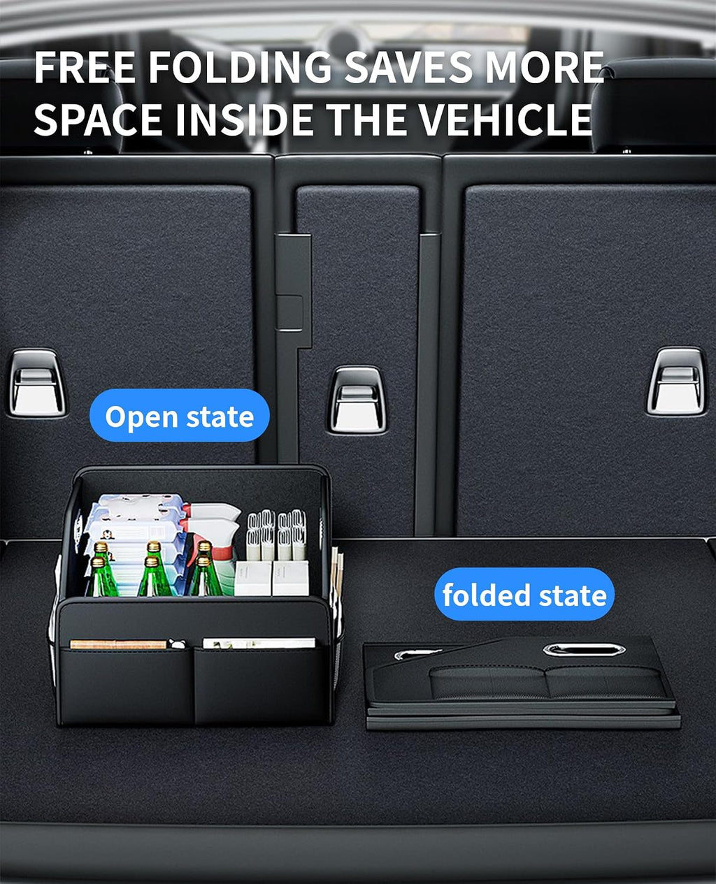 Foldable PU Leather Front Seat Caddy Organizer