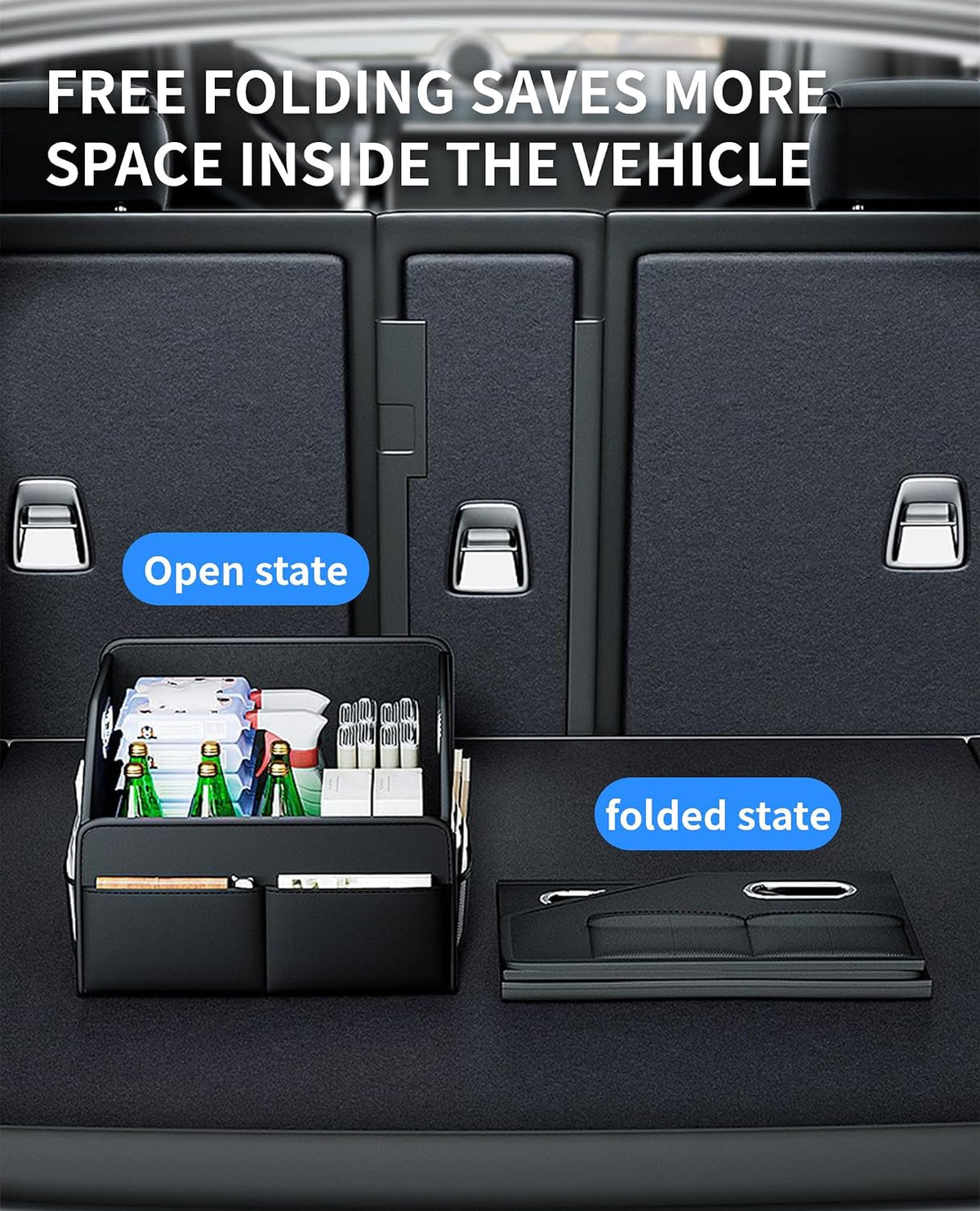 Foldable PU Leather Front Seat Caddy Organizer