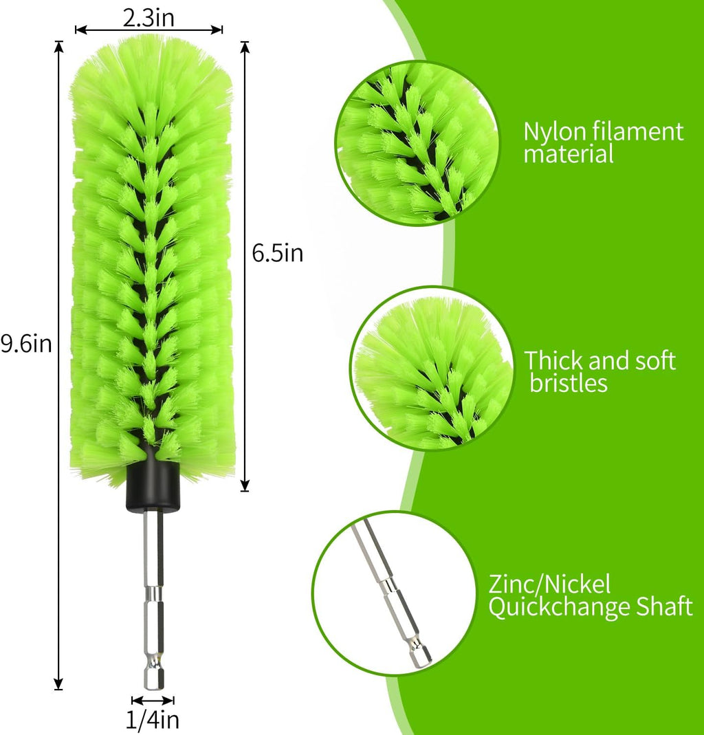 1 Pack Drill Brush for Car Wheel and Bottle(Green)