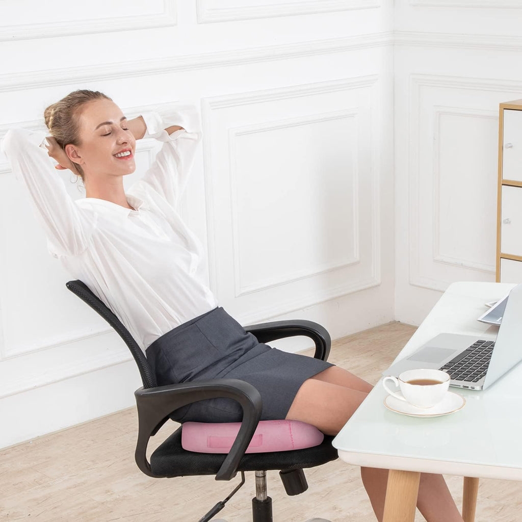 Office Chair Cushion, Car Seat Cushion, Memory Foam Coccyx Cushion Pads for Tailbone Pain, Sciatica Relief Pillow, Correct Sitting Posture (Pink)