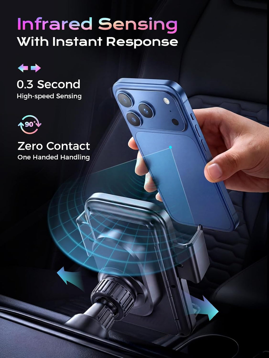 Phone Holders 15W Wireless Car Charger Smart Screen Rotation