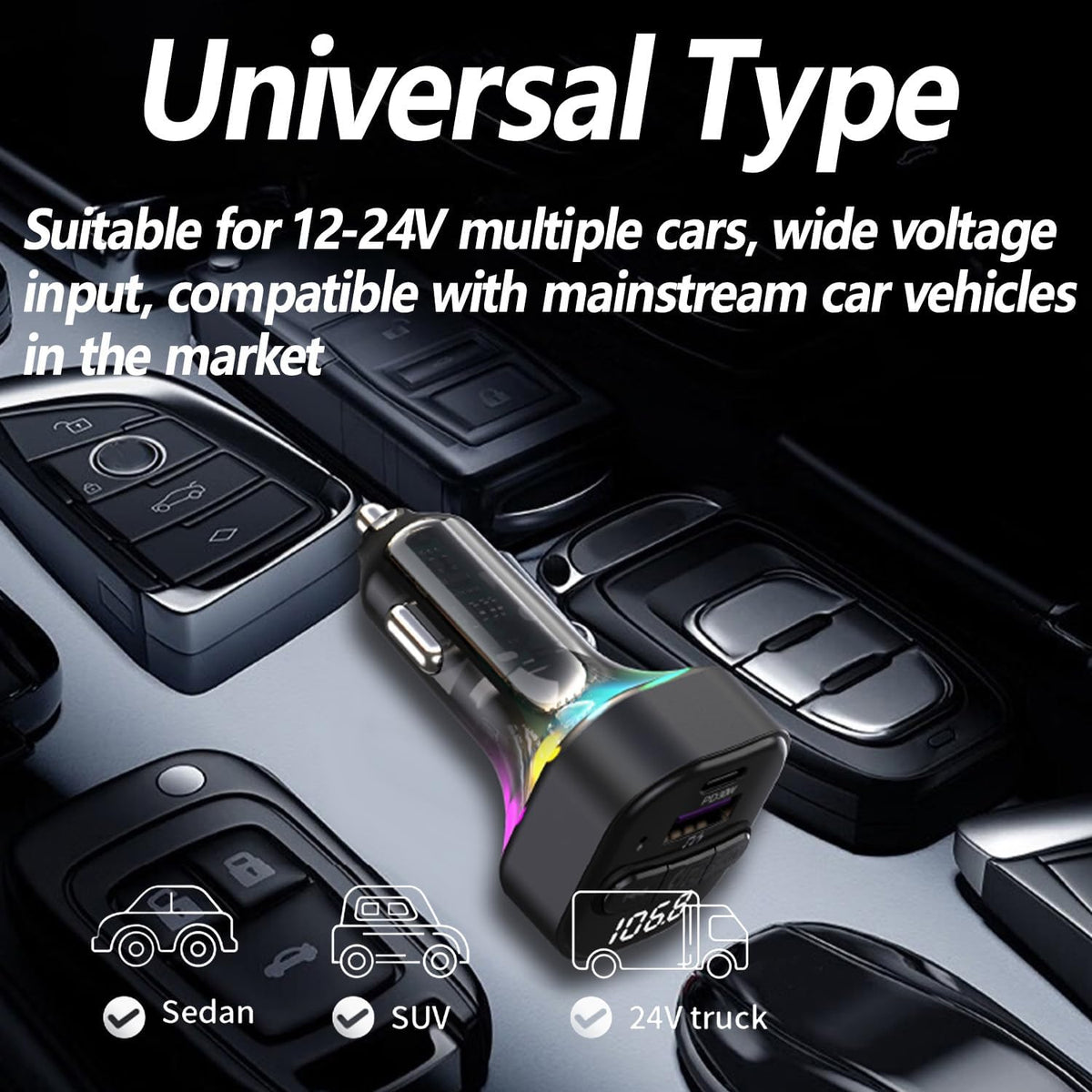 FM Transmitter Bluetooth Car Adapter, Wireless FM Radio Transmitter