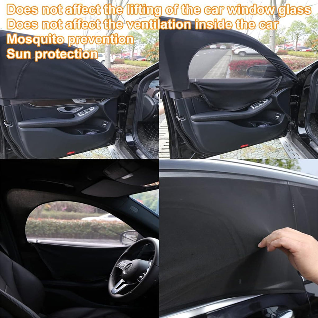 Car Window Shades, 2PCS Breathable Vehicle Rear Side Window Screen with Zipper, Automotive Interior Sunshades Protection Cover Accessories for Camping Privacy, Universal Fit