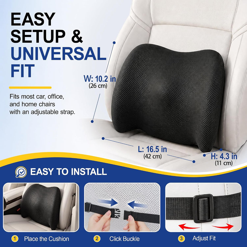 Lumbar Support Pillow for Car, Back Support Cushion for Office Chairs