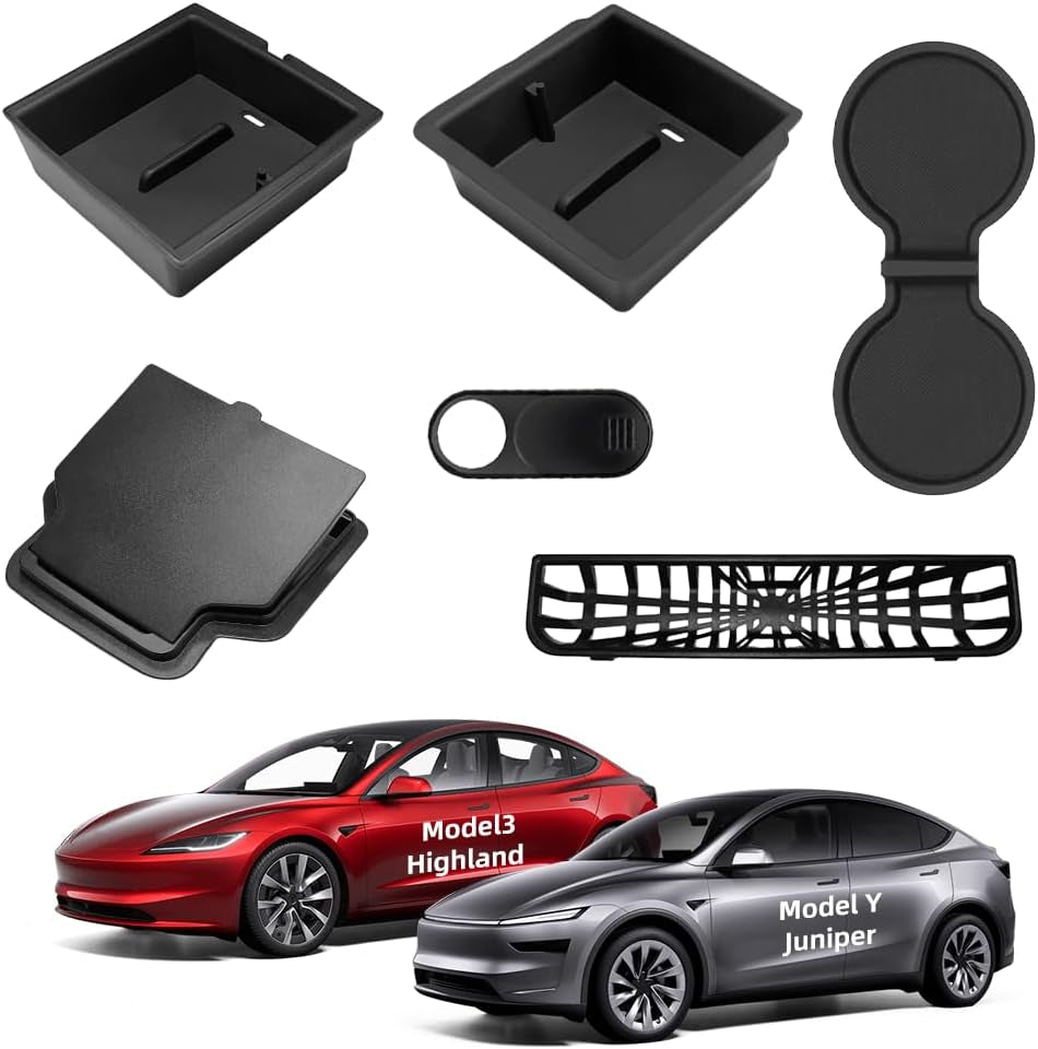 Silicone Center Console Organizer Set for Tesla Model Y (2025-2026) & Model 3 (2024-2026)