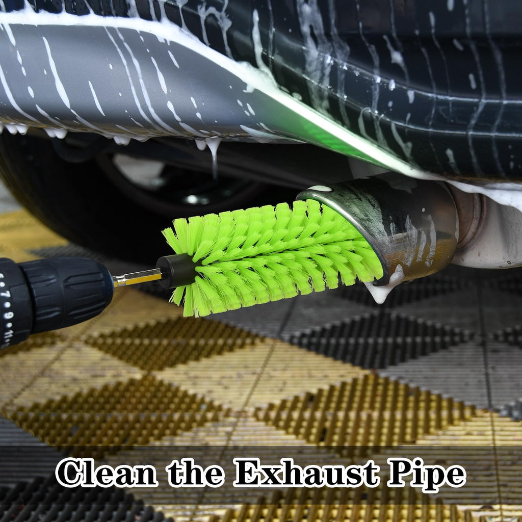 1 Pack Drill Brush for Car Wheel and Bottle(Green)