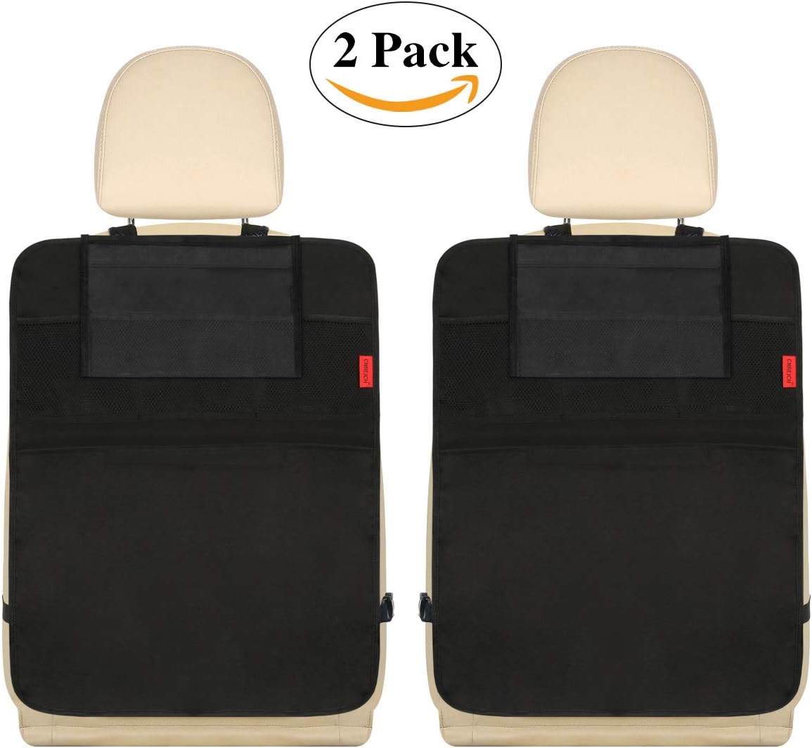 Back Seat Organizer with Tablet Holder and Kick Mat, 2 Pack