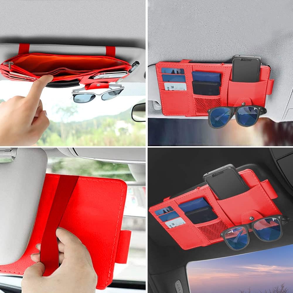 Sun Visor Organizer with Sunglasses Holder