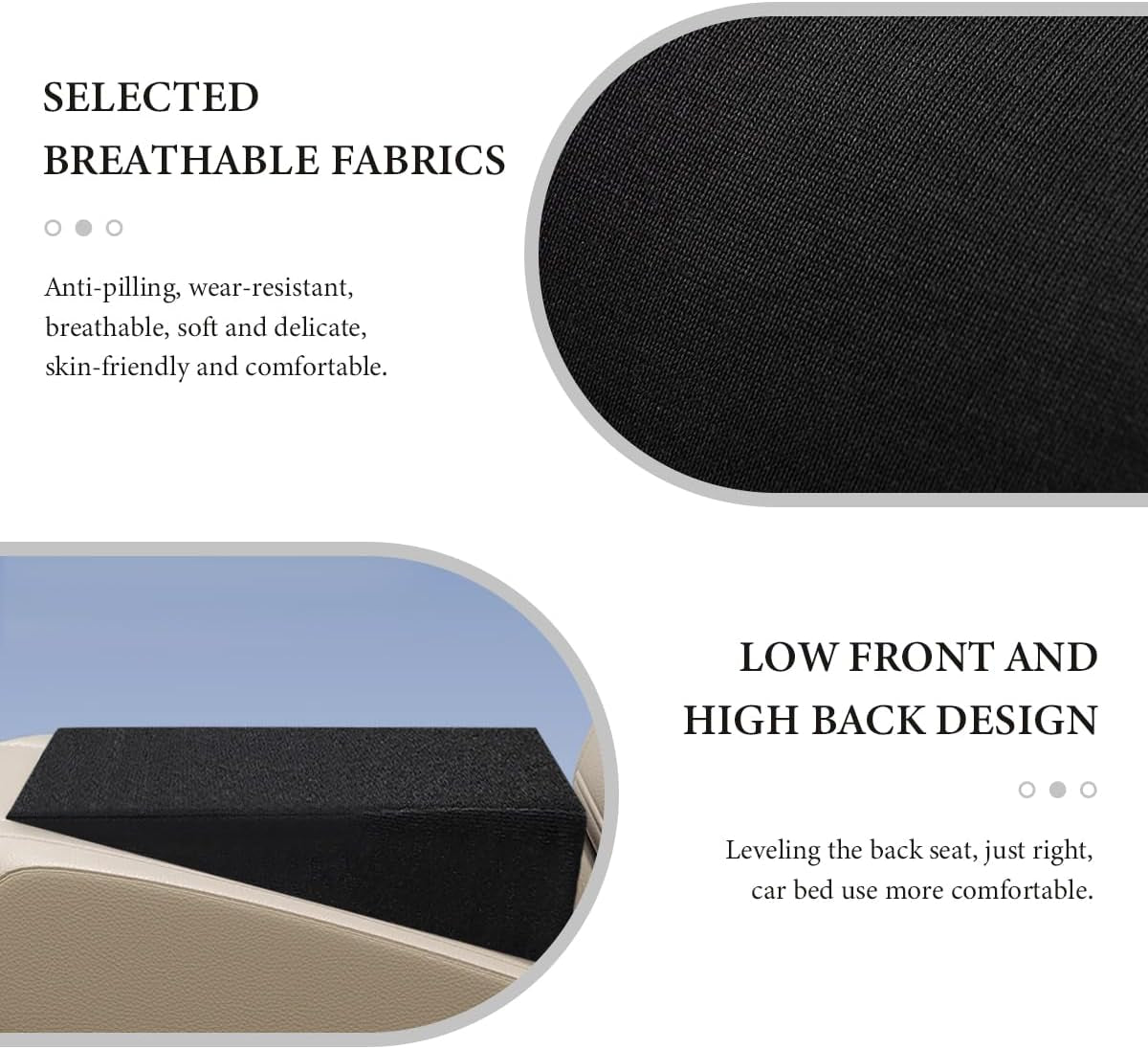 Auto Seat Wedge Leveling Cushion, Comfortable Ergonomic Wedge Foam Pad Car Seat Cushion, Angled Design Rear Seat Pad Office Chair Support Cushion for Pain Relief