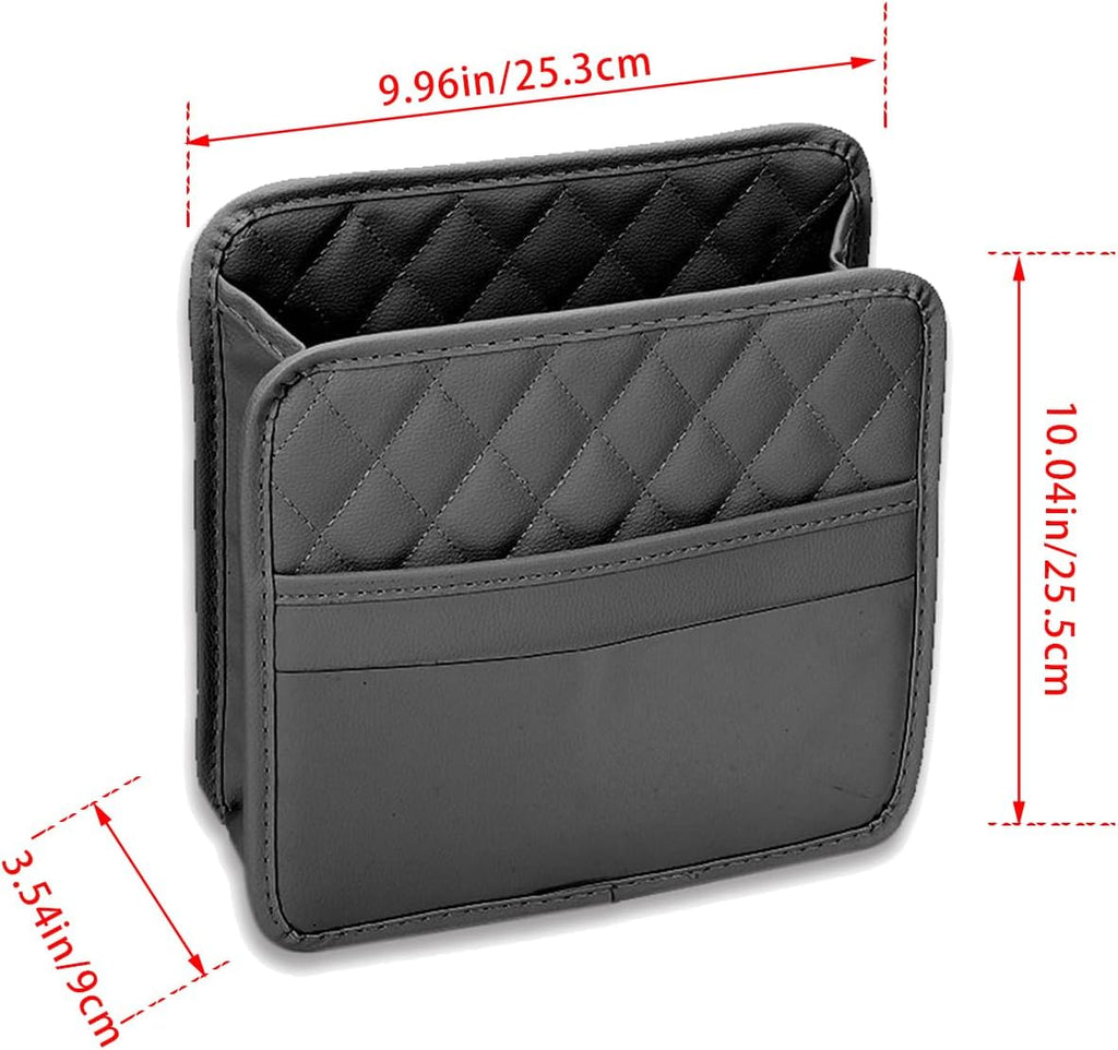Car Seat Organizer Backseat with Storage Pockets, PU Leather Vehicle Backseat Hanging Storage Pocket, Multipurpose Automotive Travel Essentials Accessories, Universal for Most Cars (Black)