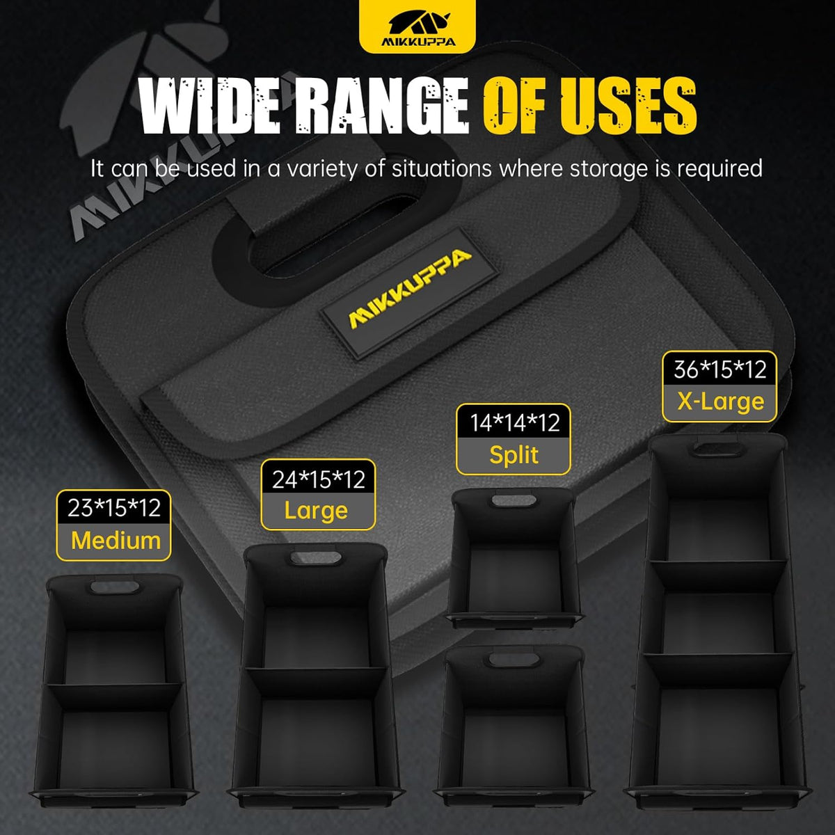 Car Trunk Organizer - 70L Foldable Car Storage for Grocery, Black