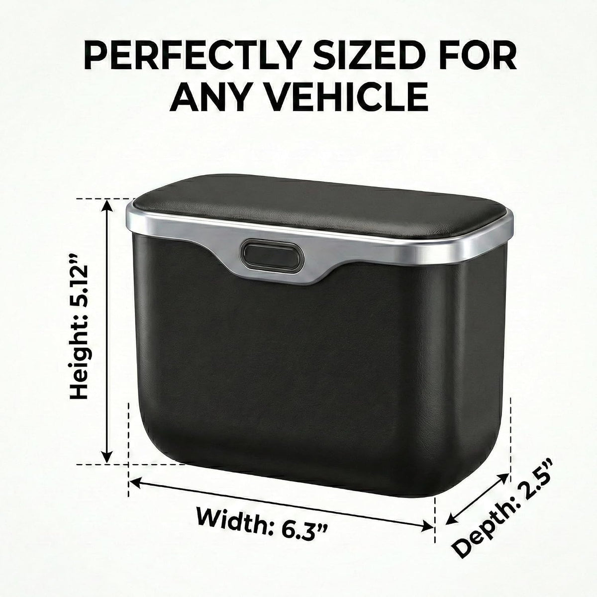 Hanging Car Trash Can, Leakproof Garbage Bin with Lid, Black