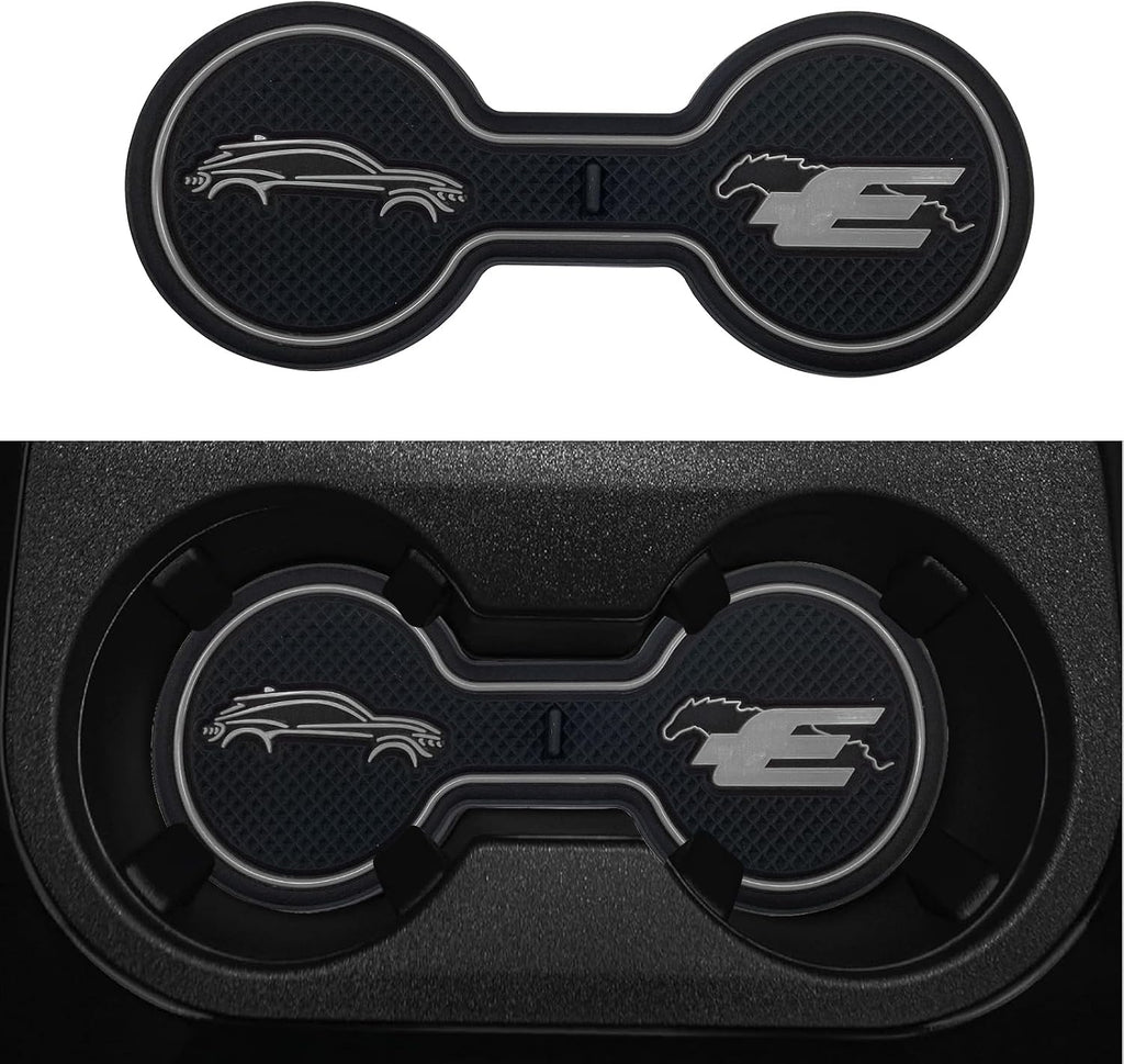 Compatible for Ford Mustang Mach-E Car Cup Holder Coaster, Silicone Decorative Beverage Water Coaster,Car Accessories Pad (Gray)