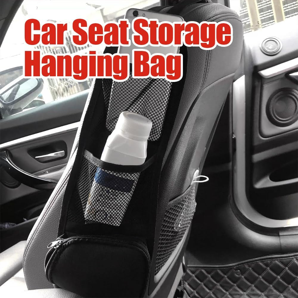 Car Seat Storage Hanging Bag, Multi-Pocket Seat Side Organizer
