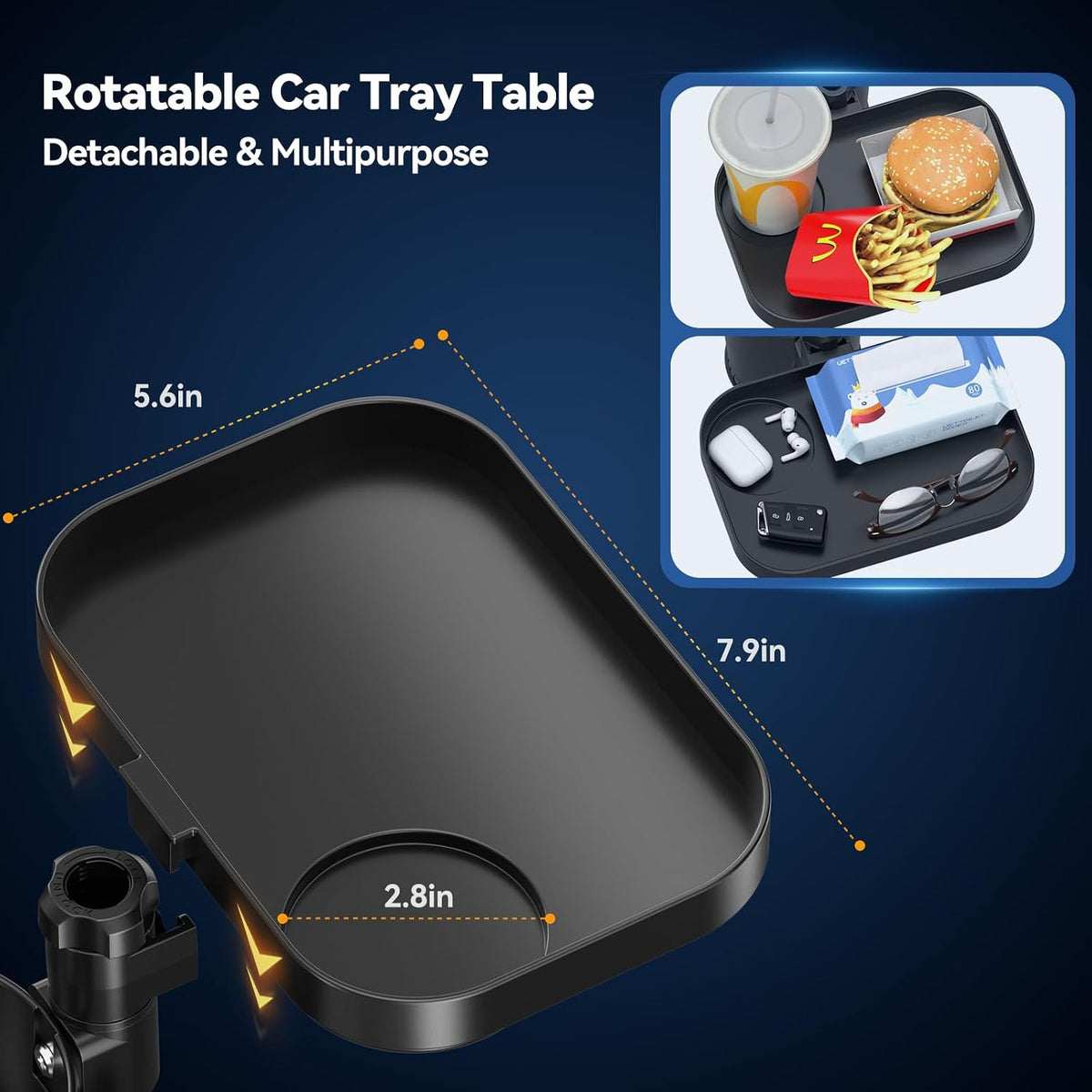 3-in-1 Cup Holder Expander with Tray