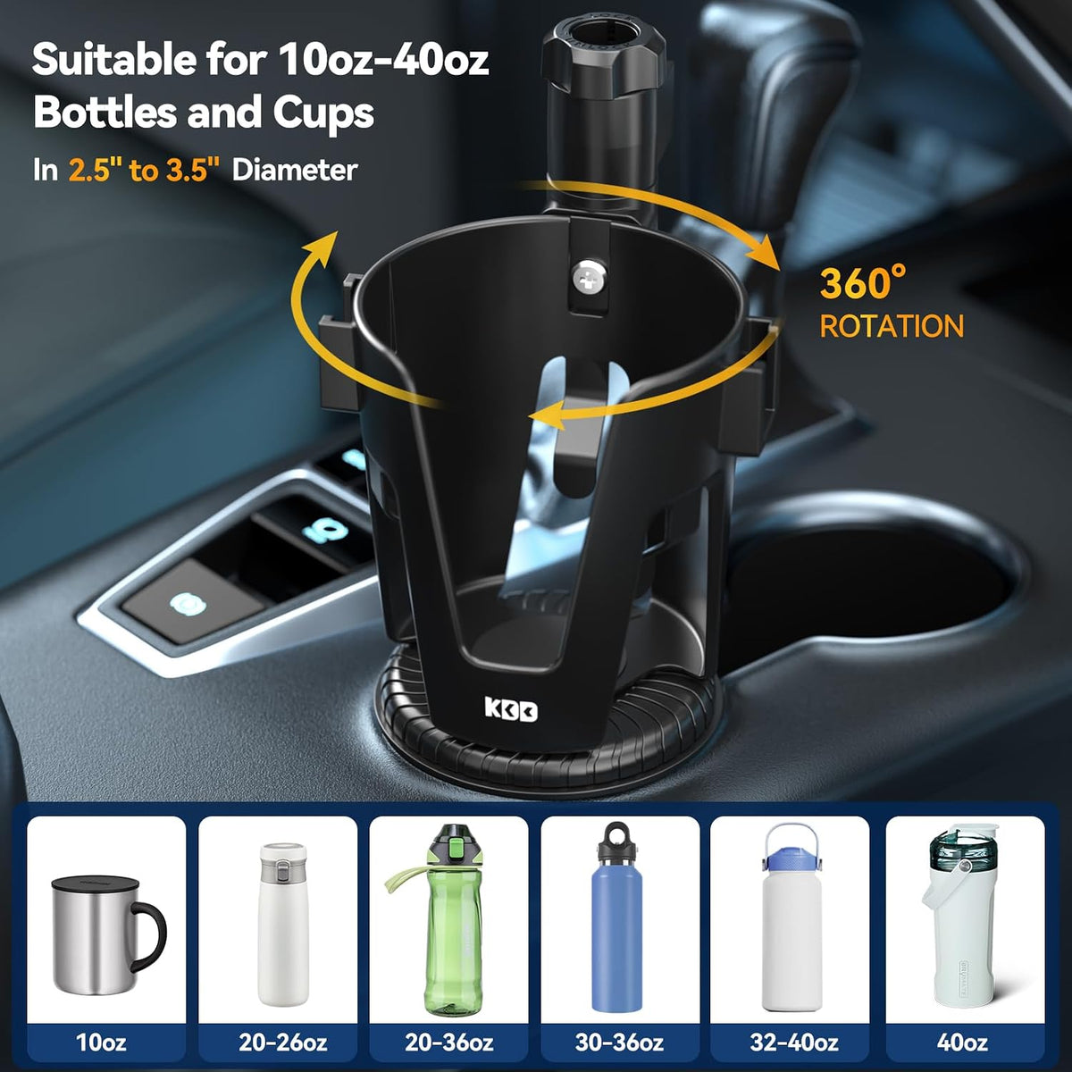 3-in-1 Cup Holder Expander with Tray