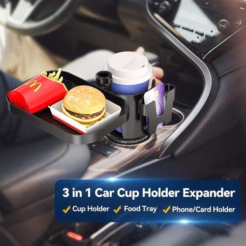 3-in-1 Cup Holder Expander with Tray