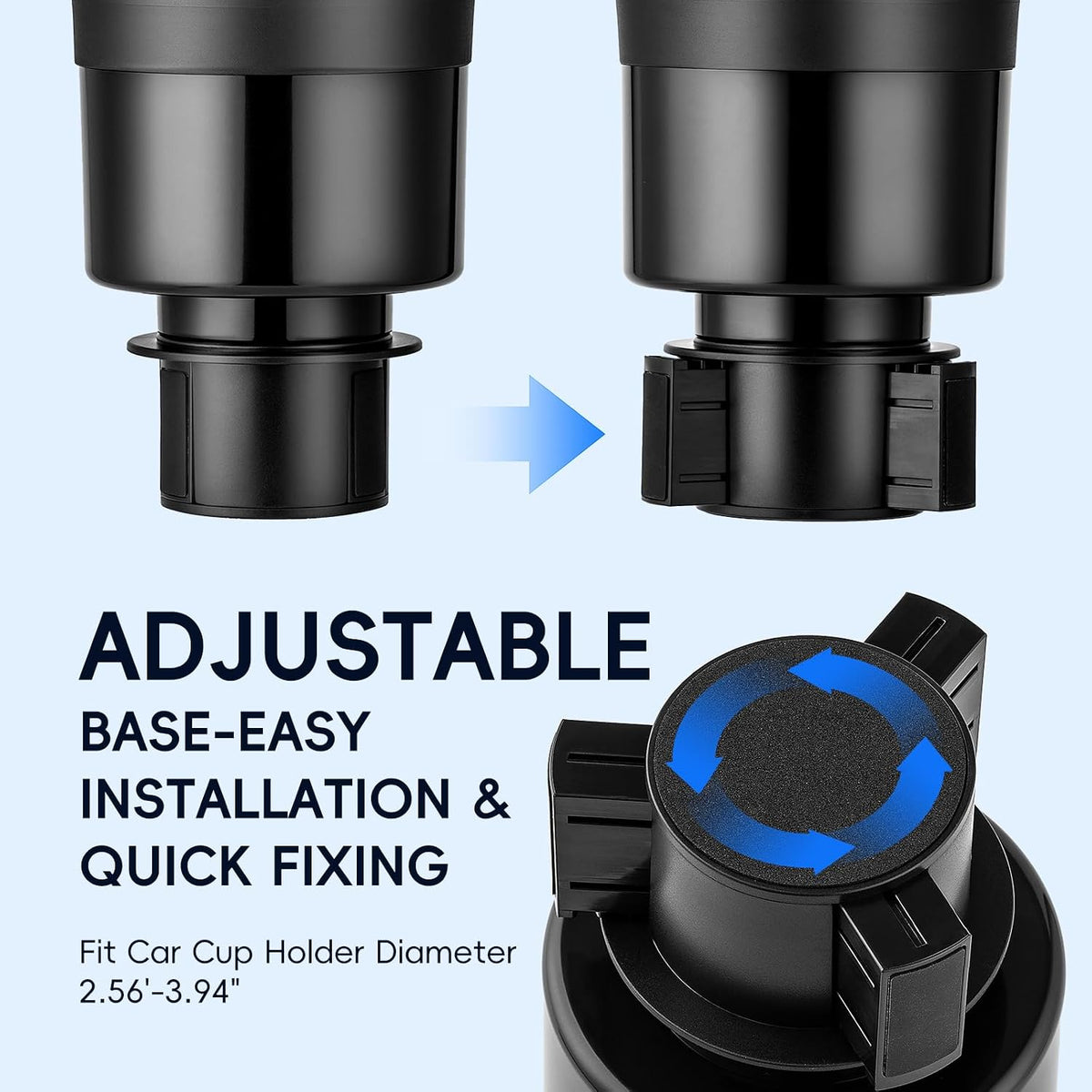 Car Cup Holder Expander with Adjustable Base