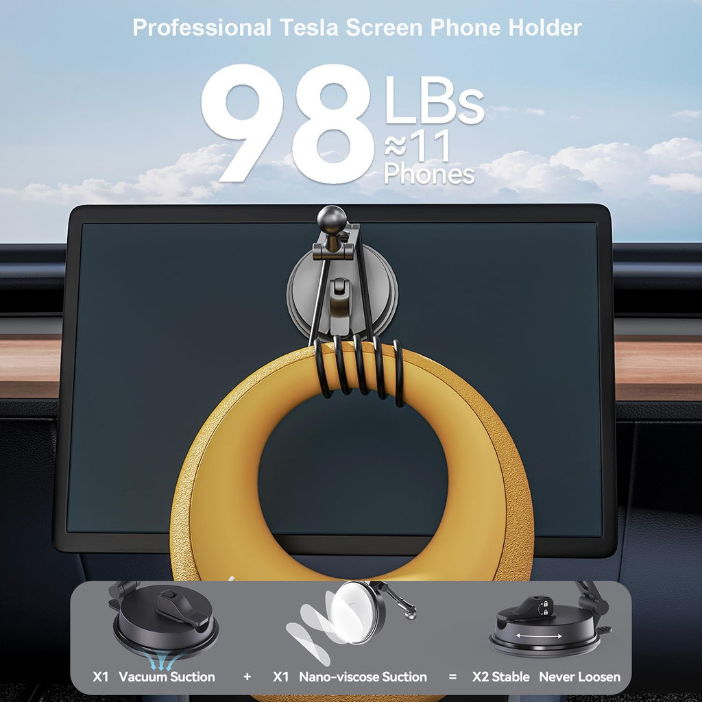 Vacuum Suction Phone Mount for Tesla and Most Cars