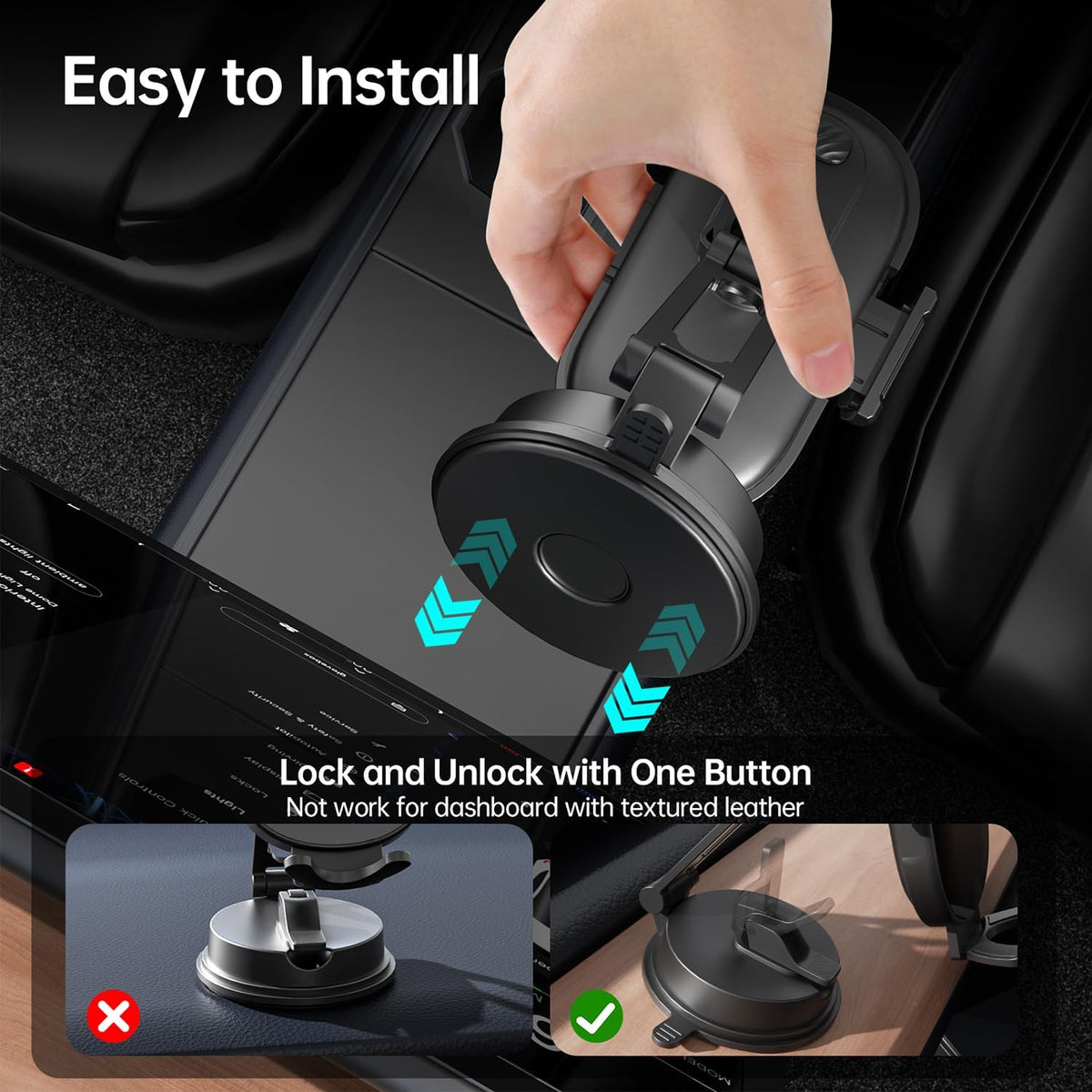 Vacuum Suction Phone Mount for Tesla and Most Cars