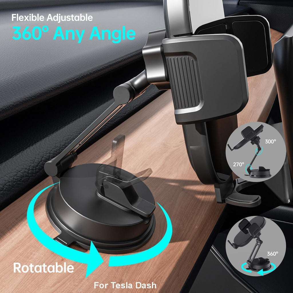 Vacuum Suction Phone Mount for Tesla and Most Cars