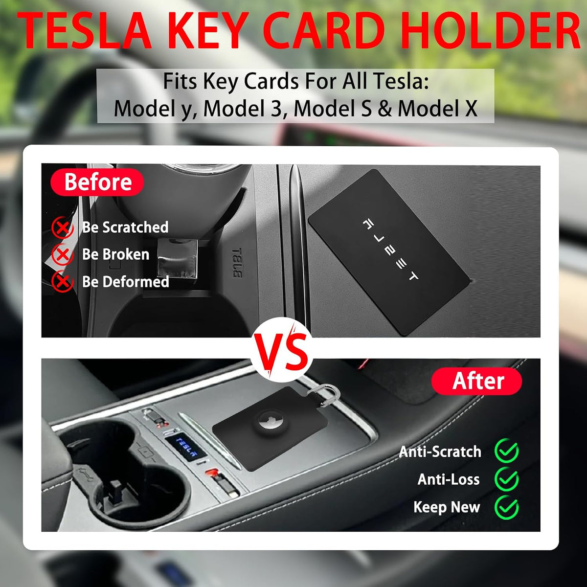 Tesla Key Card Cover with AirTag Slot