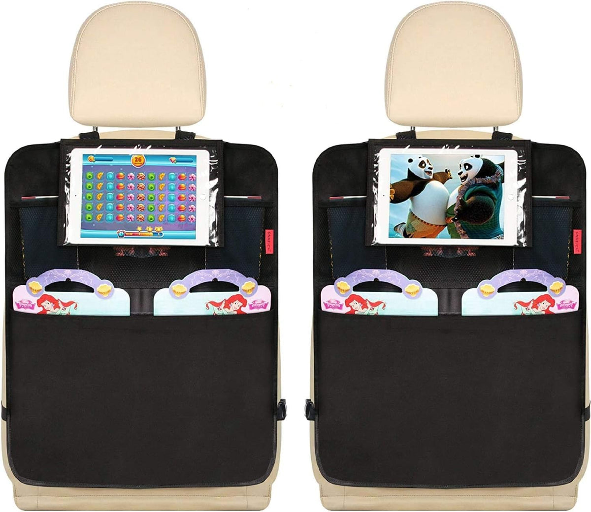 Back Seat Organizer with Tablet Holder and Kick Mat, 2 Pack