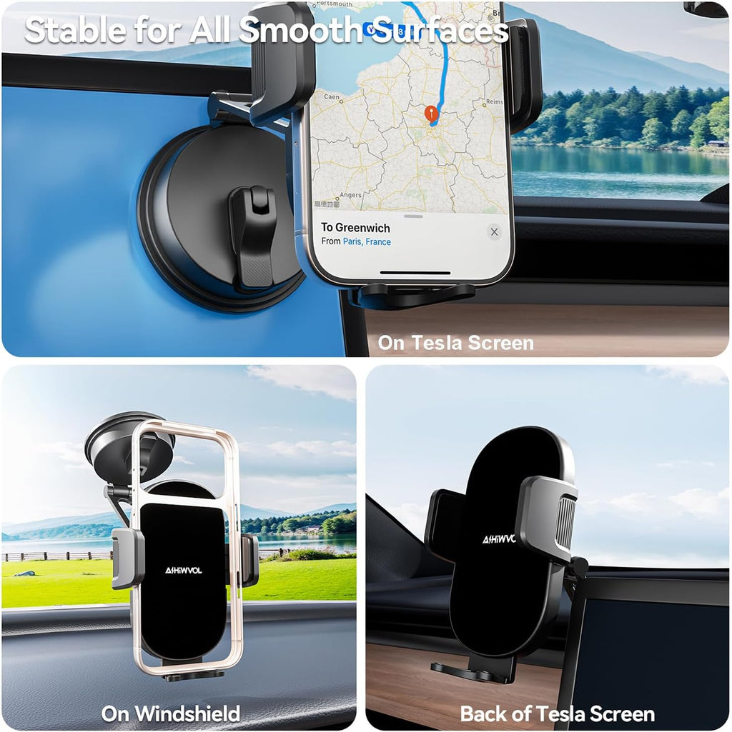 Vacuum Suction Phone Mount for Tesla and Most Cars