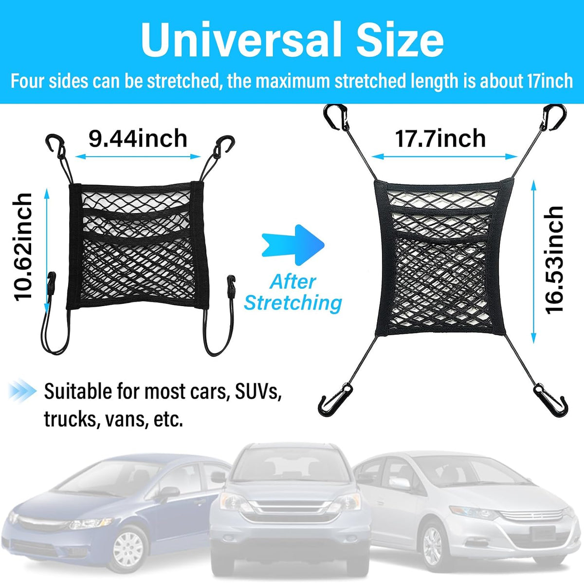 3-Layer Car Mesh Net Pocket