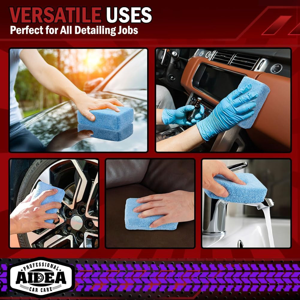 Microfiber Applicator Pad-8 Pack, Car Wash Sponge, Blue
